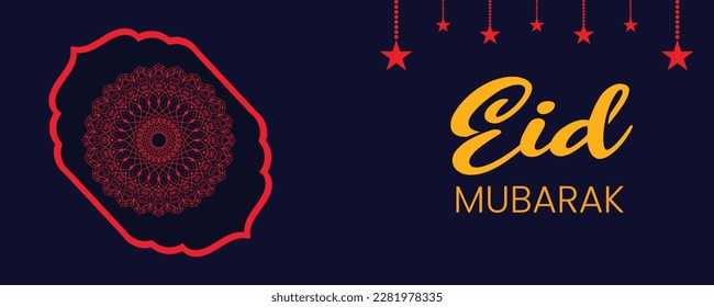 Eid mubarak banner, Islamic greeting Card Illustration, ramadan kareem cartoon vector Wishing for Islamic festival for banner, poster, background, flyer, illustration, brochure and sale background