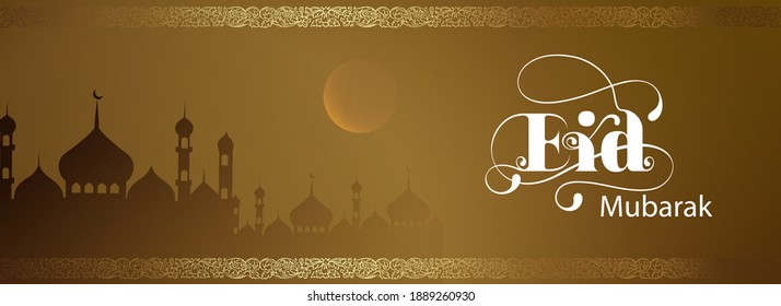 Eid Mubarak banner or poster design  for Muslim community festival celebrations.