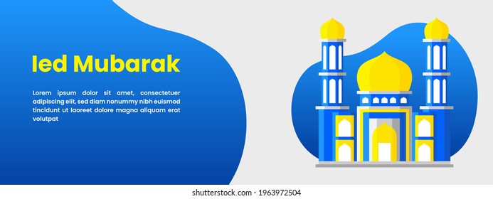 Eid Mubarak banners with mosque backgrounds, or for other printed media. such as stickers, posters, and others