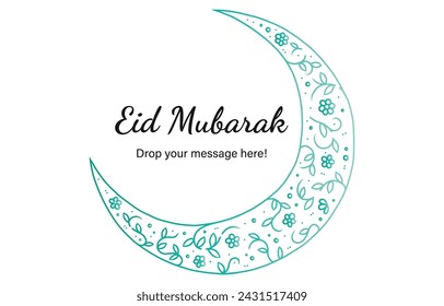 "Eid Mubarak" beautiful theme background of light teal color with vector