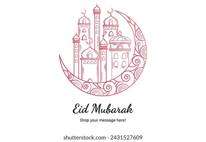 "Eid Mubarak" hermoso fondo temático de color granate con vector