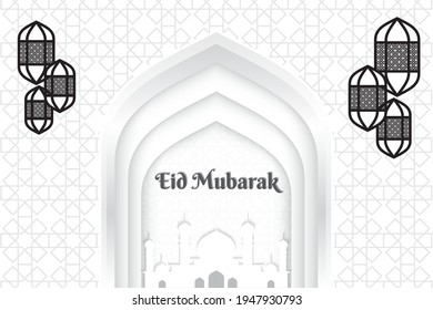 eid mubarak black and white background
