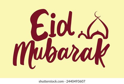 Eid Mubarak Schwarz-Weiß-Typografie, Vektor-Kalligrafie für Ihr Design. Eid Mubarak Für Grußkarten, Poster, Vorlagen für Papierausschnitt, Laserschnitt, Umriss, schwarze und weiße Vektordatei