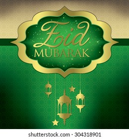"Eid Mubarak" (Blessed Eid) Elegant Card In Vector Format.
