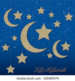 Eid Mubarak (Blessed Eid) mobile card in vector format.