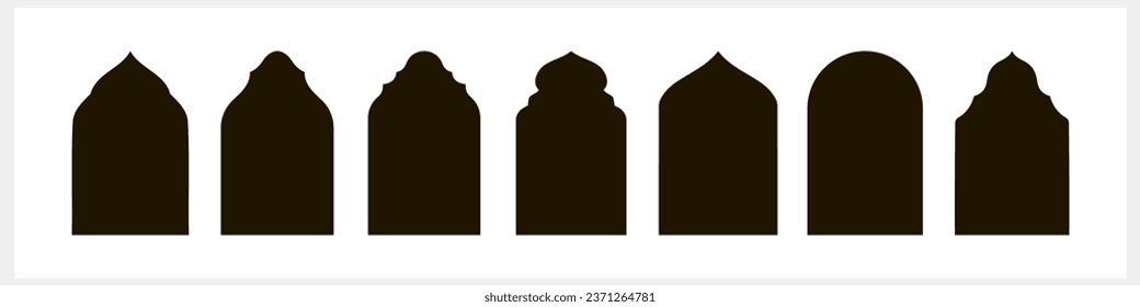 Eid Mubarak border clipart. Hand drawn art. Ramadan arc. Vector stock illustration. EPS 10