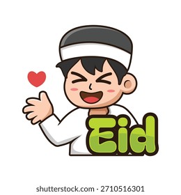 Eid mubarak Jungen Ausdruck Vektordesign