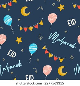 Eid Mubarak Buntings and Decorations Vector Seamless Pattern