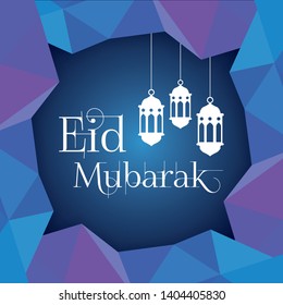 Eid Mubarak calligraphy card design. Eid Mubarak means Blessed Celebration. EPS 10 vector. Square format.