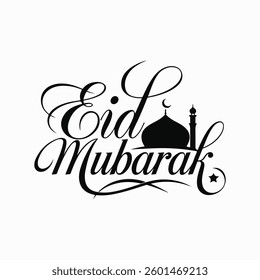 Eid Mubarak Calligraphy Design VECTOR