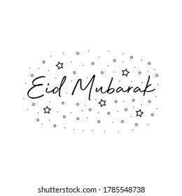 Eid Mubarak Calligraphy . Hand Written Text With Stars 