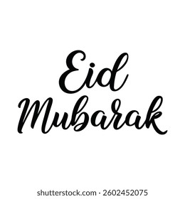Eid Mubarak Calligraphy on White Background