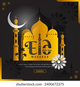 eid mubarak card design with arabic text "have a blessed Eid"