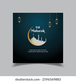 Eid mubarak card design background illustration