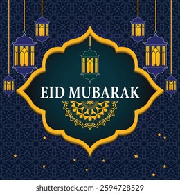 Eid Mubarak card design with a beautiful background design