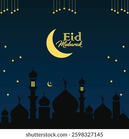 Eid Mubarak Card Design  Elegant and Festive Vector for Celebrations
