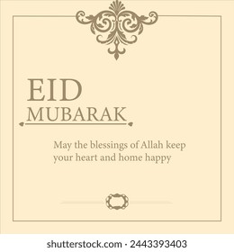 Eid mubarak card design. Eid mubarak illustration. Eid card vector design artwork. Eid qoute card design.