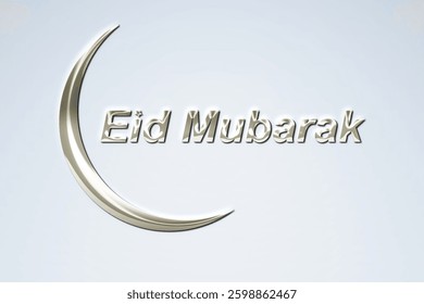 Eid mubarak card design with  light steel blue background.