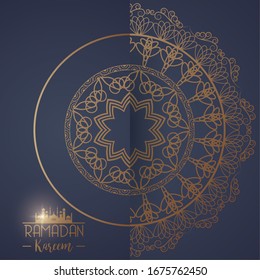 tarjeta eid mubarak con diseño de ilustración vectorial de marco mandala