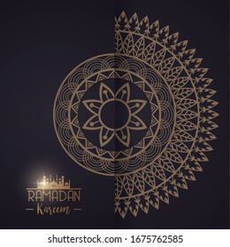 eid mubarak card with mandala frame vector illustration design
