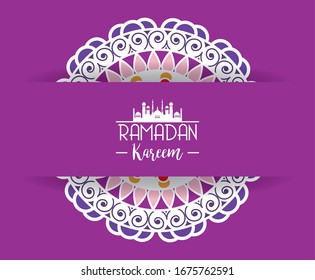 eid mubarak card with mandala frame vector illustration design