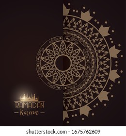 eid mubarak card with mandala frame vector illustration design