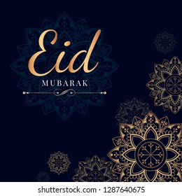 Eid Mubarak card with mandala pattern background