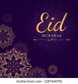 Eid Mubarak card with mandala pattern background