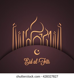 Eid Mubarak card. Muslim festival greeting background