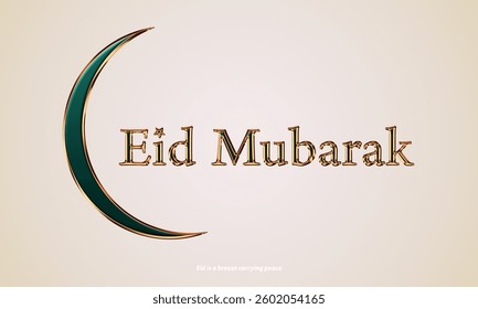 Eid Mubarak card on light taupe background.