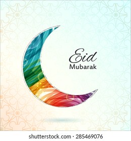 Eid Mubarak card. Ramadan greetings background. A colorful moon. Vector illustration