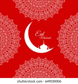 eid mubarak card red design vector eps 10