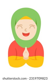 Eid Mubarak Cartoon Illustration. Eid Al Fitr Clipart Illustration For Card, Invitation, Ramadan, And Eid Poster Decoration. Islamic Element.