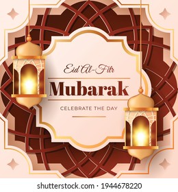 fondo de la celebración de eid mubarak con un estilo de papel