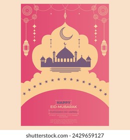 Eid Mubarak Celebration: Festive Flyer Design for Joyous Occasions, Perfect for Promotions, Events, and Social Media Sharing!