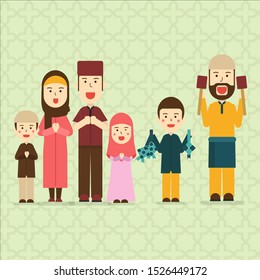 Eid Mubarak Celebration. Flat Design Character 