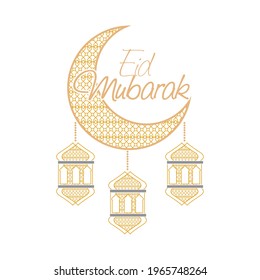 eid mubarak celebration lanterns moon