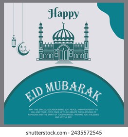 Eid Mubarak Celebration: Modern Vector Poster Design with Retro Aesthetic Touch - Contemporary Islamic Holiday Greeting Art