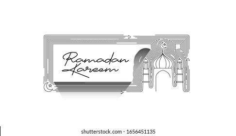 Eid Mubarak celebration- Mosque. banner, scroll,  sticker, badge, price tag, poster. Vector illustration.