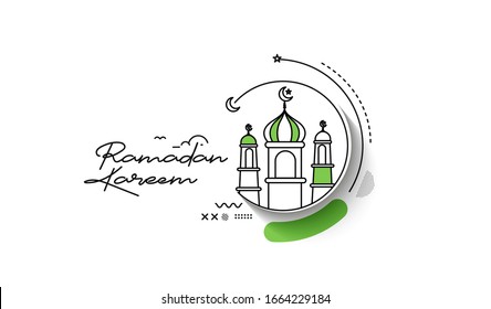 Eid Mubarak celebration- Mosque. banner, scroll,  sticker, badge, price tag, poster. Vector illustration.