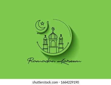 Eid Mubarak celebration- Mosque. banner, scroll,  sticker, badge, price tag, poster. Vector illustration.
