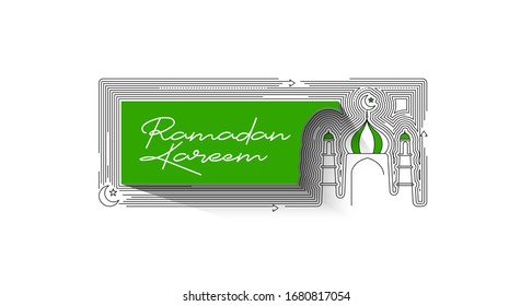 Eid Mubarak celebration- Mosque. banner, scroll,  sticker, badge, price tag, poster. Vector illustration.