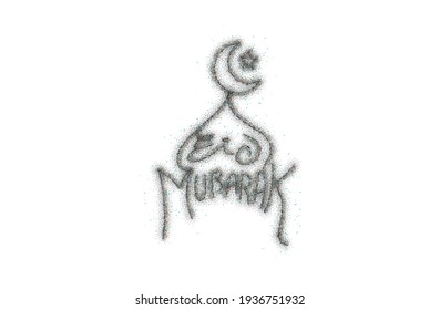 Eid Mubarak celebration- Mosque Particle Art Vector illustration.