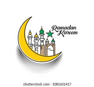 Eid Mubarak celebration- Mosque. Vector illustration.