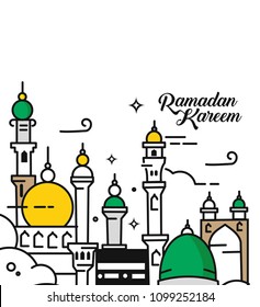 Eid Mubarak celebration- Mosque. Vector illustration.