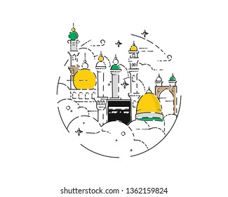 Eid Mubarak celebration- Mosque. Vector illustration.