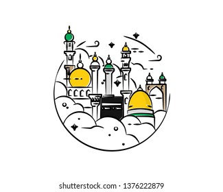 Eid Mubarak celebration- Mosque. Vector illustration.