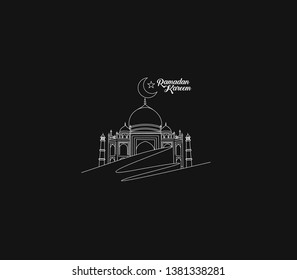 Eid Mubarak celebration- Mosque. Vector illustration.