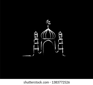 Eid Mubarak celebration- Mosque. Vector illustration.