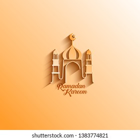 Eid Mubarak celebration- Mosque. Vector illustration.